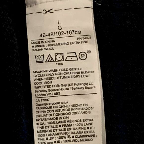 Men's BANANA REPUBLIC L V-Neck Sweater Gray Blue Italian Merino Wool Baruffa - Picture 7 of 8